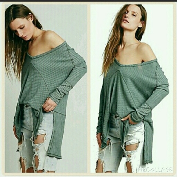 Free People Tops - Free People Sunset Thermal Olive Green